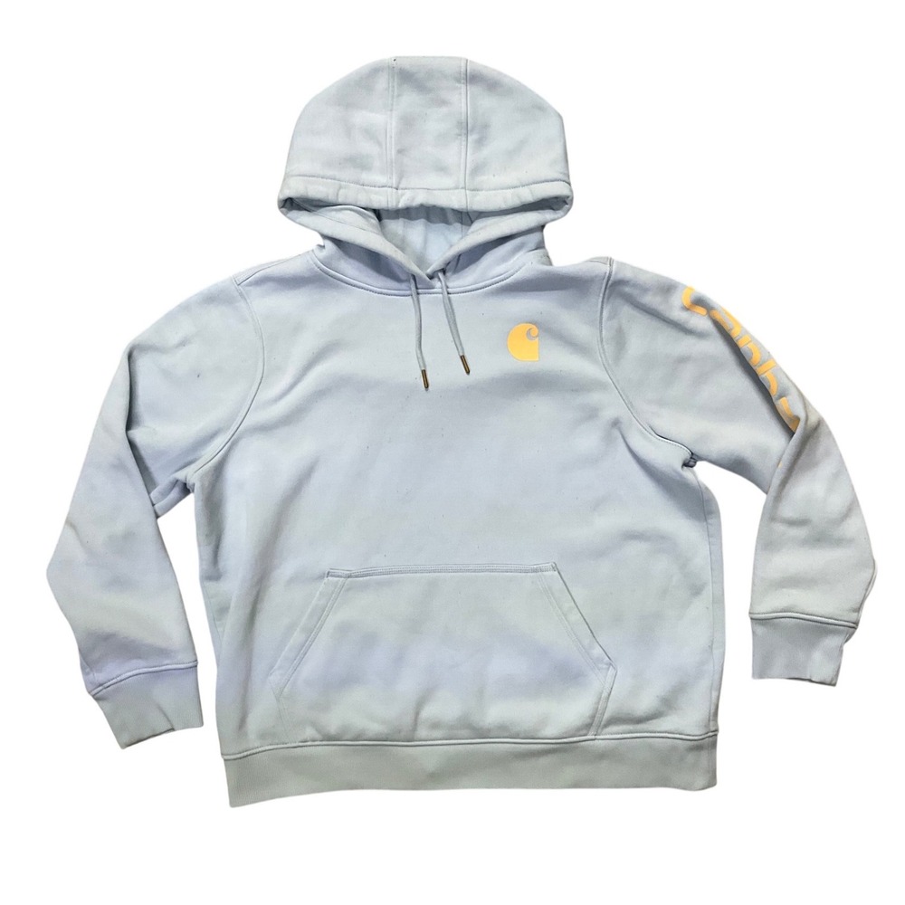 Carhartt Relaxed Fit Hoodie Light Blue XL 16-18 Sleeve‎ Graphic Pullover Mens